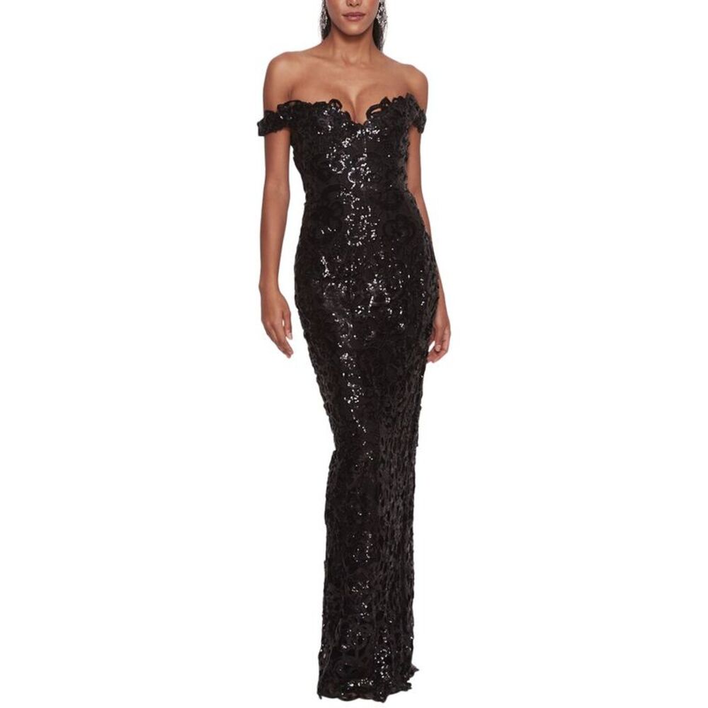 Marchesa Notte Womens  Sequin Column Gown